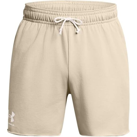 New NWT Under Armour Khaki Rival Terry 6-Inch Shorts Men's Size Medium - Picture 1 of 6